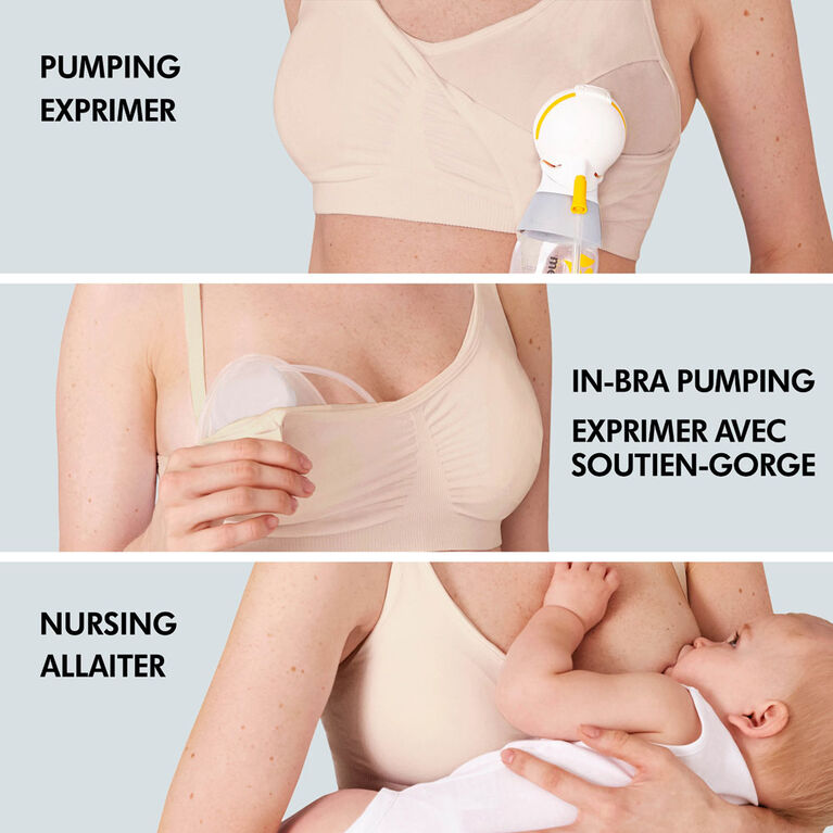 Medela 3 in 1 Nursing and Pumping Bra, Breathable, Lightweight for  Ultimate Comfort when Feeding, Electric Pumping or In-Bra Pumping, Chai,  Small