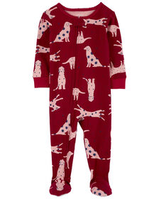 Pyjama 1 pièce à pieds en coton ajusté à imprimé de chien rouge Carter's 24M