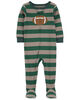 Carter's One Piece Football 100% Snug Fit Cotton Footie Pajamas Green  18M