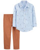 Carter's Two Piece Button Front Shirt And Pant Set Blue  24M