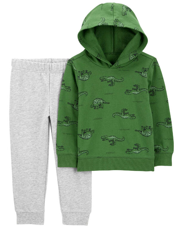 Carter's Two Piece Dinosaur Hooded Tee and Jogger Set Green  18M