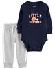 Carter's Two Piece Little Brother Bodysuit Pant Set Navy  12M