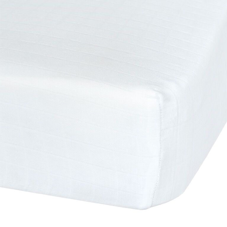 Perlimpinpin-Muslin fitted sheet-White