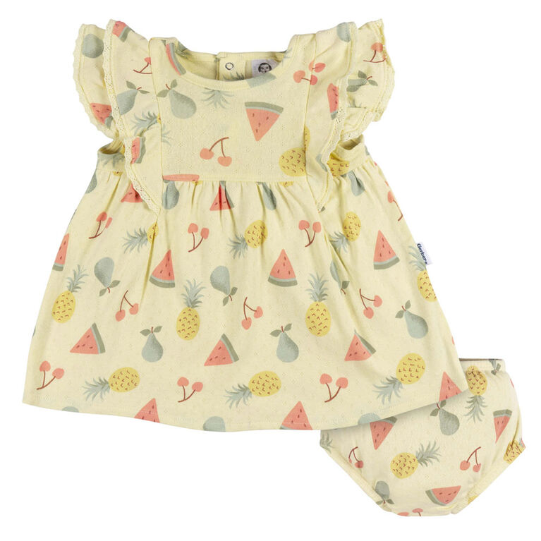 Gerber Childrenswear - 2-Piece Dress + Diaper Set - Fruit