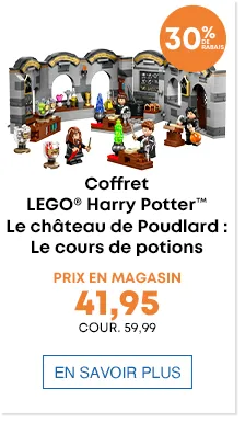 Coffret LEGO® Harry Potter™ Le château de Poudlard : Le cours de potions Prix en magasin 41,95 Cour. 59,99 burst - 30% DE RABAIS