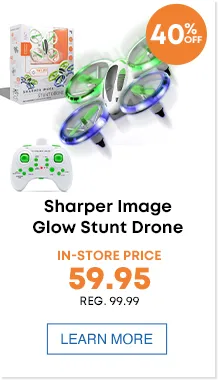 Sharper Image Glow Stunt Drone In-store price - 59.95 Reg 99.99 burst - 40%