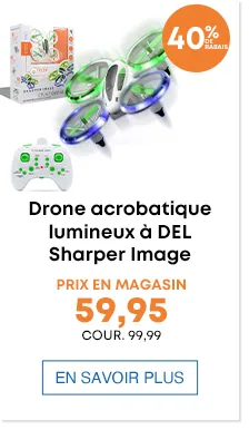 Drone acrobatique lumineux à DEL Sharper Image Prix en magasin 59,95 Cour. 99,99 burst - 40% DE RABAIS