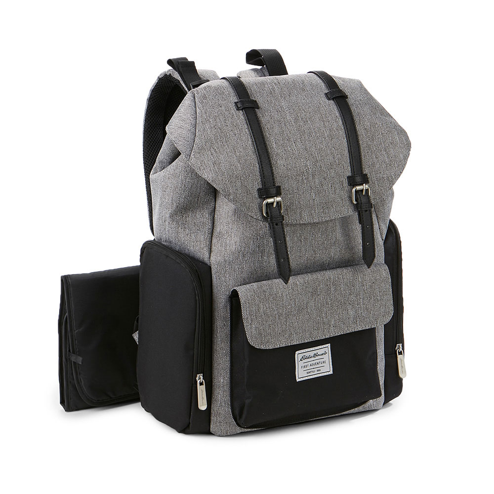 gray backpack diaper bag