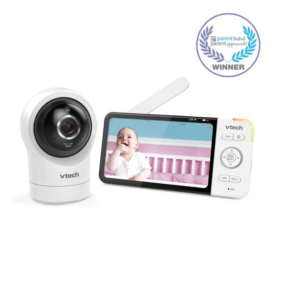 Vtech Rm5764hd Smart Wi Fi Video Baby Monitor With 5 Inch Display And 1080p Hd 360 Degree Panoramic Viewing Pan Tilt Camera White Babies R Us Canada