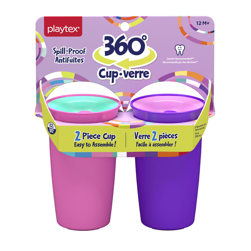 Playtex Sipsters Sippy Cup 360⁰ Bubblegum Pink And Purple Orchid