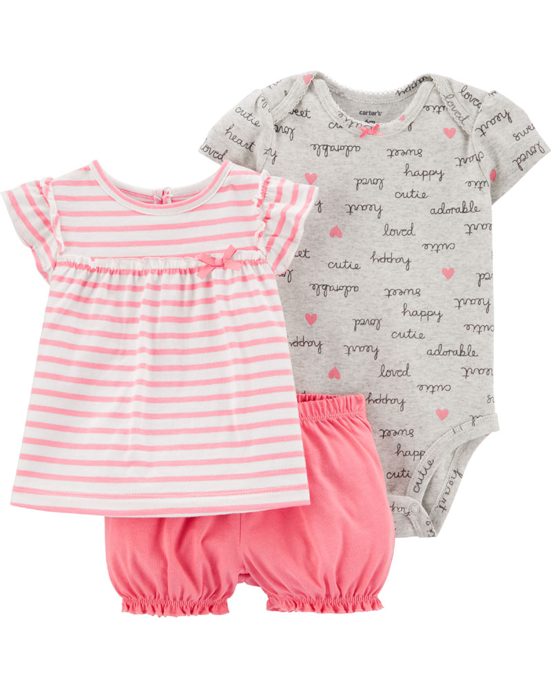 Carter's 3-Piece Striped Diaper Cover Set - Pink/Grey, 9 Months ...