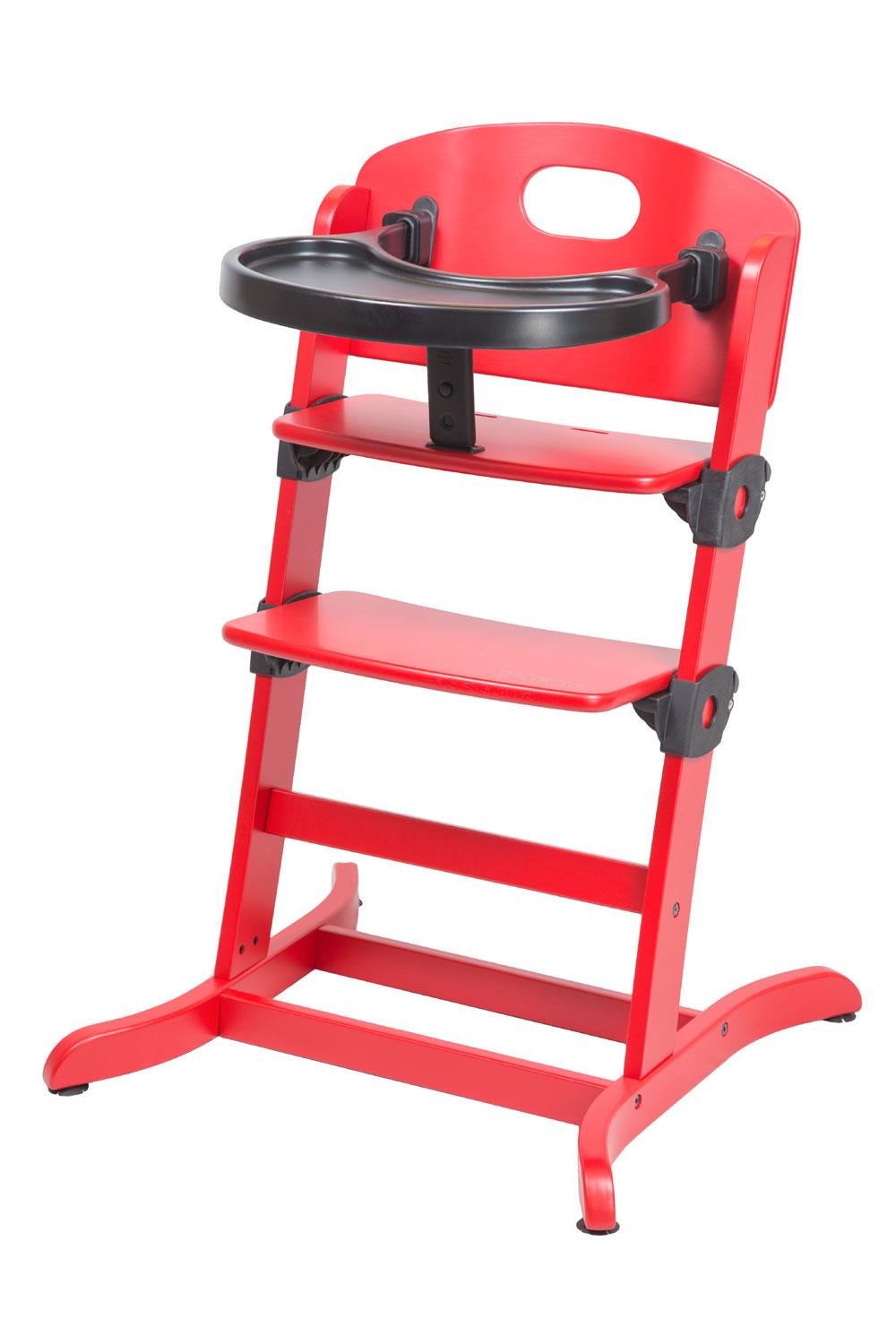 chaise haute bébé évolutive en bois rouge