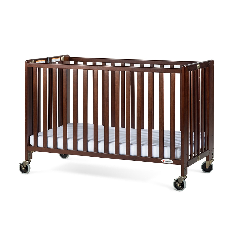 Foundations HideAway EasyRoll Folding Full Size Crib, Antique Cherry